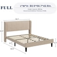 thumbnail image 3 of Beige tamaño completo-size forrado marco de cama con wingback cabecero, velvet platform, wood slats, no necesita colchón base, easy to assemble, 3 of 7