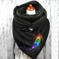 thumbnail image 2 of Women Color Feather Print Cotton Winter Warm Button Up Scarf, 2 of 3