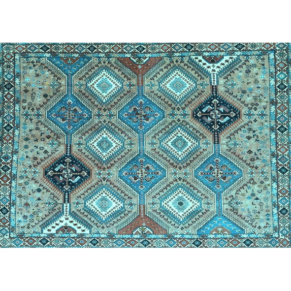 Ahgly Company Indoor Rectangle Persian Light Blue Traditional Area Rugs, 8' x 10'