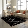 thumbnail image 3 of 7x10 Large Area Rugs Luxury Black Gold Line Area Rug for Living Room, Modern Geometric Art Modern Rug with Double Sided Carpet Tape for Bedroom Men Room Decor, 3 of 7