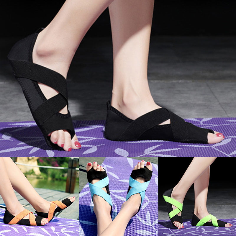 New Women Yoga Shoes Wrap Non-slip Pilates Barre Open-toed Dance Soft Casual 