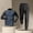 Navy, variant on Two Piece Sets for Men Mens Top and Big and Tall Pants for Men Training Set Half Zip Long Sleeve Top and Long Pants Athletic Running Fitness Track Workout Breathable Activewear Set