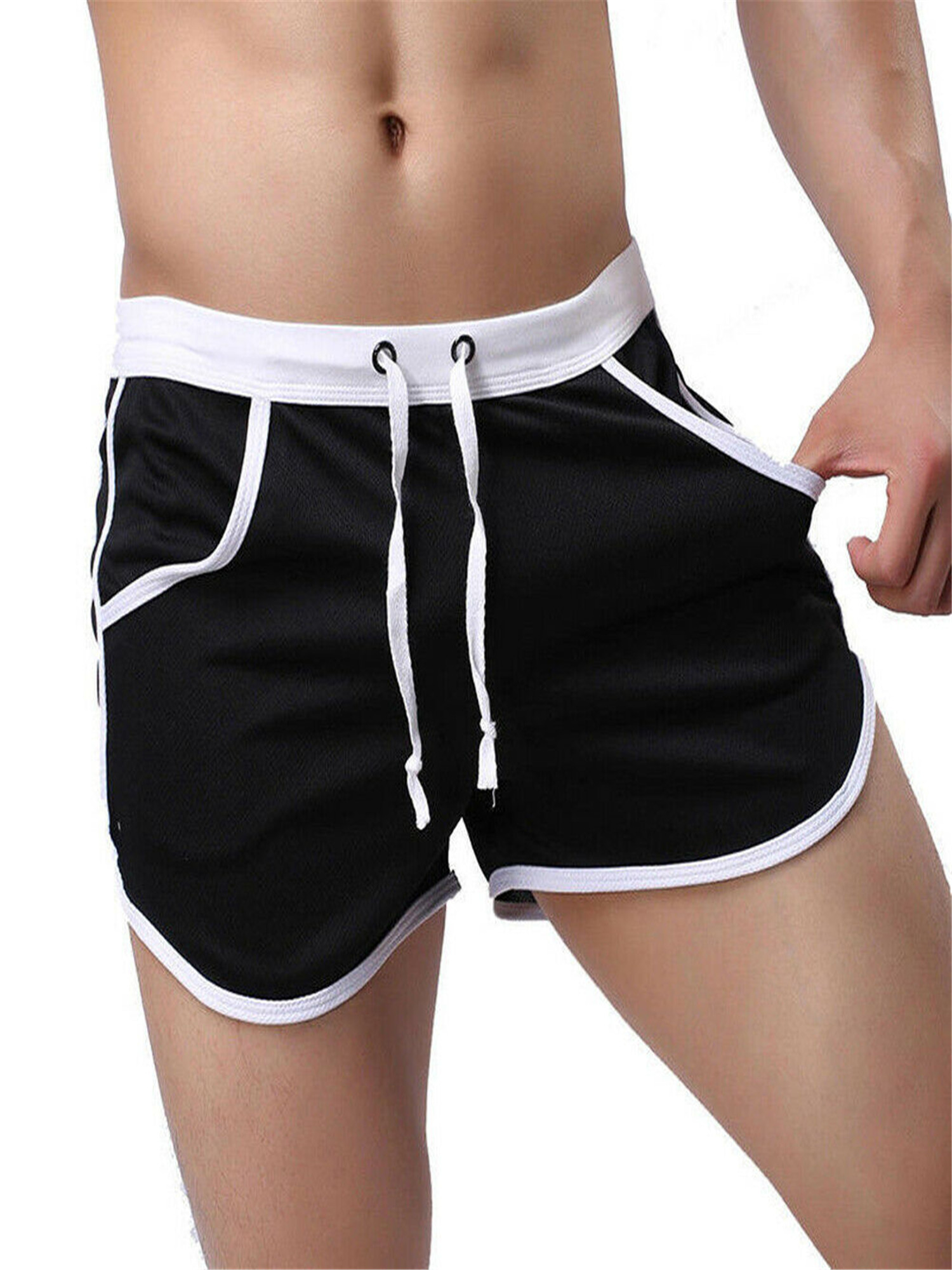 One opening Men Summer Swim Trunk Square Leg Short Swim Suit, Straps