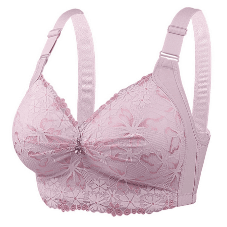 Fulorrnie Bras for Women Supportive Wirefree Comfort Lift Back Smoothing Balconette Full Coverage Adjustable Strap Bra Pink 46