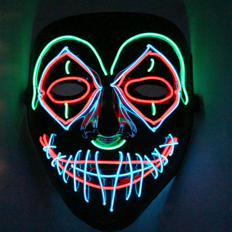 Halloween Mask Scary Glowing LED Clown Full Face Mask Costume