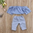 thumbnail image 4 of Kiapeise Baby Girls Off Shoulder Top + Denim Pants Hole Jeans Outfits, 4 of 7