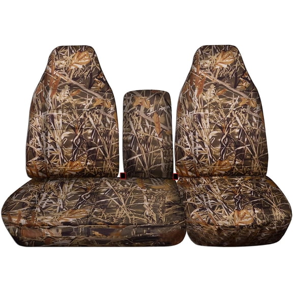 Fits 1998-2003 Ford Ranger Camo Seat Covers 60/40 Bench w Console With Cup Holder:Wetland