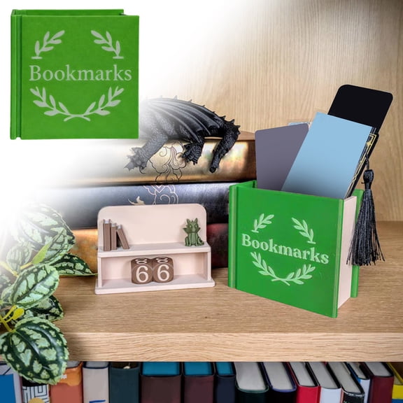 1PC Book Shaped Bookmark Holders Home Office Desk Bookmark Holder Ornaments Gift for Friends Decor Personalized Gifts Storage Box for Bookmark,3D Printed Decorative Items For Pen Holders(Green)