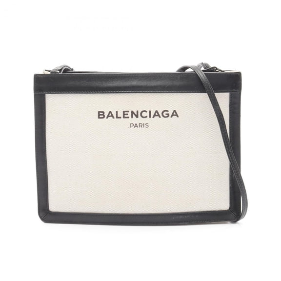 Pre-Owned Balenciaga BALENCIAGA Navy Pochette Shoulder Bag in Canvas and Leather,... (Fair)