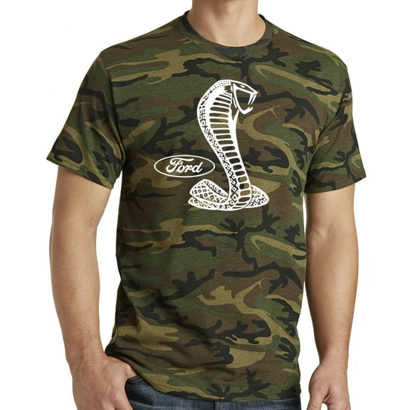 Men's Ford Mustang Cobra Logo Tee Shirt - Military Camo, Large