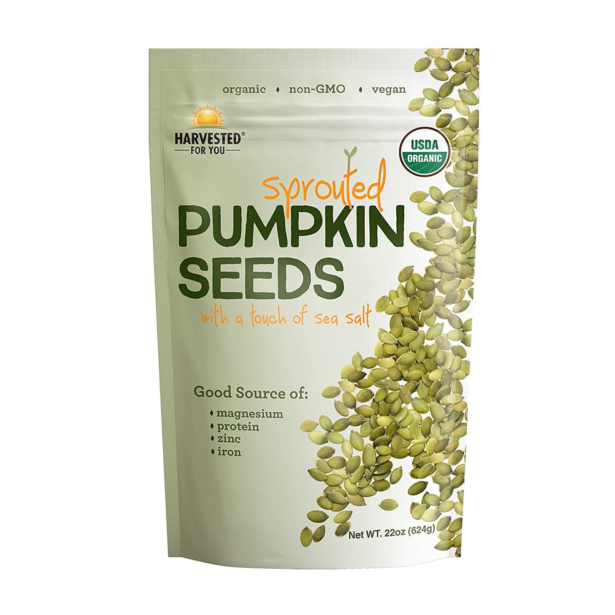 Harvested For You Sprouted Pumpkin Seeds with a Touch of Sea Salt 22 oz