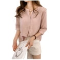 thumbnail image 2 of Camisa a rayas Blusa de verano para mujer Cuello redondo Top informal suelto, Rosa, 3XL Scienceny AP001549-11B, 2 of 7