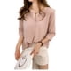 thumbnail image 2 of Camisa a rayas Blusa de verano para mujer Cuello redondo Top informal suelto, Rosa, L seitruly AP001549-08B, 2 of 7