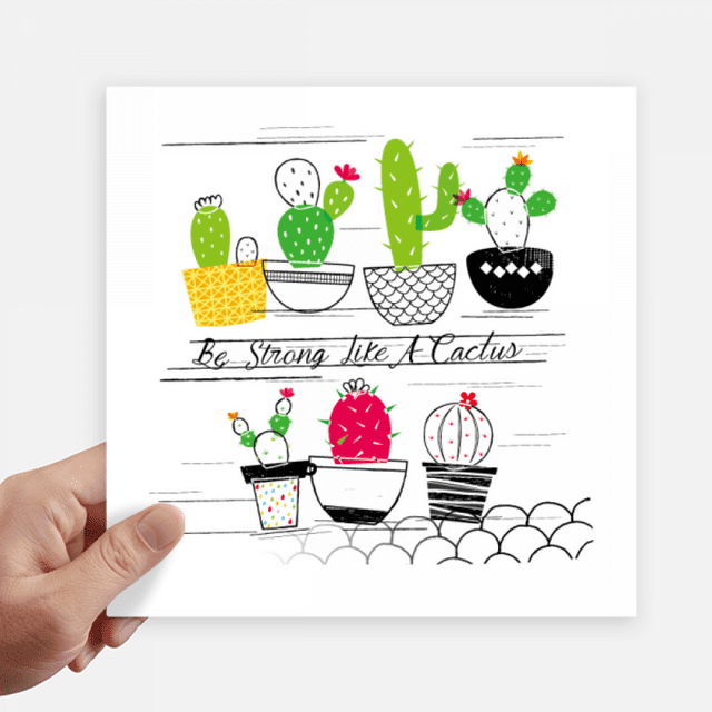 Autocollants Cactus en Pot Succulentes Étiquettes Murales Image Ordinateur Portable Autocollant Auto-Adhésif
