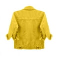 thumbnail image 4 of Manxivoo Womens Coats Women's 3/4 Sleeve Colored Cropped Denim Jacket Light Wash Jacket Lohas Time Coat Womens Jacket S Yellow, 4 of 5