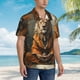 thumbnail image 3 of Balery Jungle Meditating Lion Camisas hawaianas de manga corta para hombre, camisas playeras de corte holgado, camisas de vacaciones con botones,XX-Large, 3 of 7