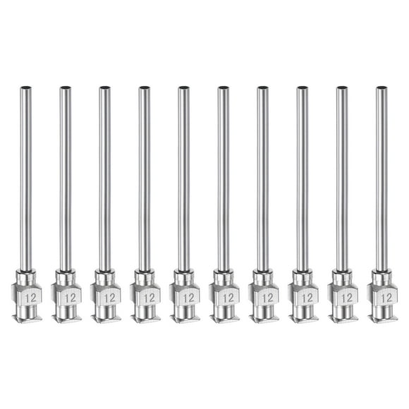 Uxcell 10 piezas de agujas de acero inoxidable de 12G, tubo de aguja de pegamento de 2 pulgadas con punta roma