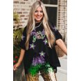 thumbnail image 5 of Women's Black Sequin Stars Oversize Mardi Gras Graphic T-Shirt | [ZhiHiMeRi] | (US 12-14)L, 5 of 6