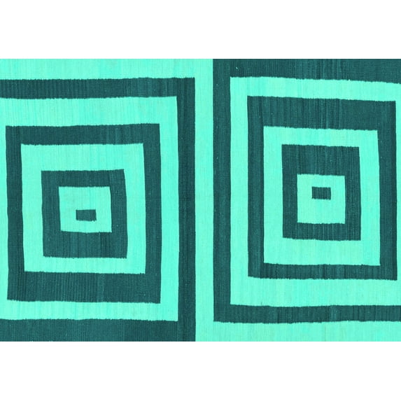 Ahgly Company Indoor Rectangle Oriental Turquoise Blue Modern Area Rugs, 4' x 6'