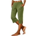 thumbnail image 2 of Antqov Capri Pants for Women Elastic High Waisted Stretch Straight Summer Capris with Pockets Casual Soft Cropped Pants, S-2XL, 2 of 7