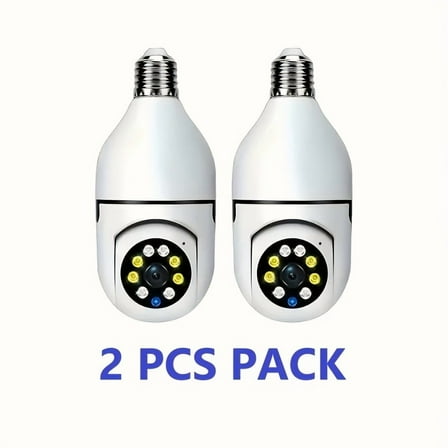 2 Pack Smart WiFi Light Bulb Cam 3MP 1080P, 360° PTZ, Motion Alert, Color Night Vision, 2-Way Talk, Ceiling Mount, Indoor Surveillance, Remote Monitor