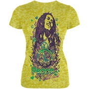 Bob Marley Women's Juniors Peace Burnout Short Sleeve T Shirt