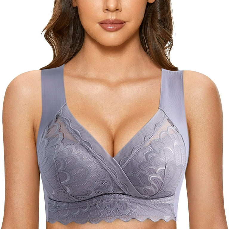 eczipvz Sports Bras for Women Women's Plus Size Full Coverage Non Padded  Wireless Minimizer Bra -Comfort and Double Support Grey,5XL