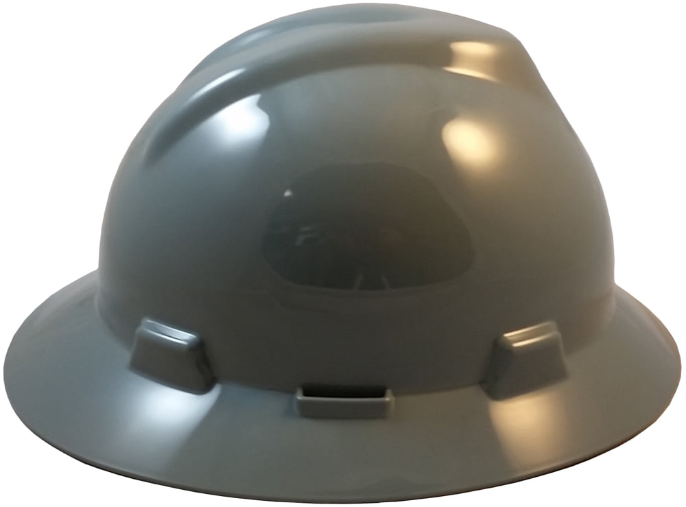 MSA V-Guard with Staz On Suspensions - Full Brim Hard Hats and Safety Tote - Gray
