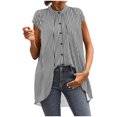 thumbnail image 1 of Tops Casuales Cuello Redondo Rayas Largas sin Mangas para las Mujeres, Camiseta de Moda Ligera Suave de Poliéster para el Uso Casual de Verano, 1 of 8