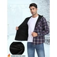 thumbnail image 6 of GIRUNS Men's Plaid Shirts Jacket Fleece Flannel Lined Long Sleeve Shirts Sherpa Button Down Coat With Hood Gray Red XL, 6 of 9