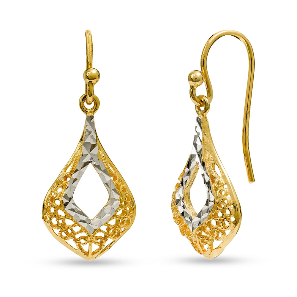 Teardrop and Heart Design & White Crystals 225 9ct Gold filled Dangle Earring 