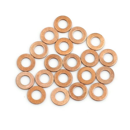 20pcs 6mm Inner Dia Copper Washers Flat Sealing Gaskets Rings for Cars