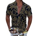 thumbnail image 1 of Camisas Vaqueras Para Hombre Manga Larga Hombres Casual Manga corta Primavera Verano Turndown Neck 3D Impreso Camisas Moda Top Blusa Camisas (Gold, M), 1 of 4