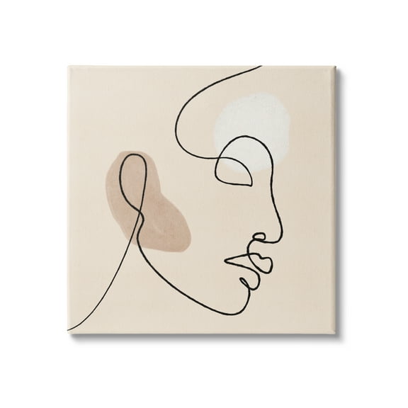 Stupell Indtries Minimal Face Line Drawing Abstract Brown Tan Shapes,30 x 30,Design by JJ Design Hoe LLC