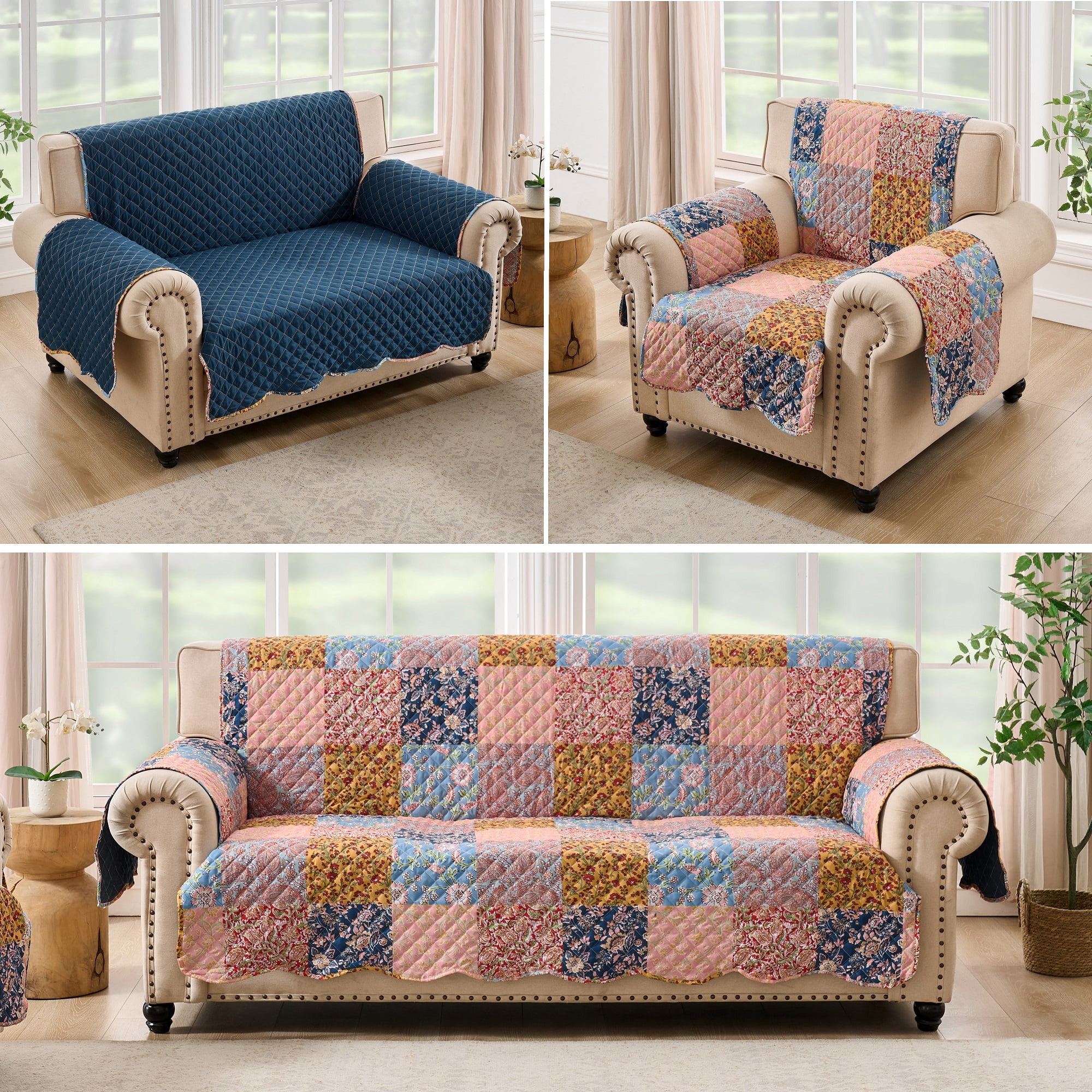 Greenland Home Fashions Tangier Boho Print Reversible Slipcover/Furniture Protector, Armchair
