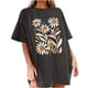 thumbnail image 1 of Faldas Cortas para Mujeres, Impresión de Flores Casual Oversized Camiseta de Manga Corta Top Hecho de 95% Poliéster 5% Spandex para Primavera Verano, Falda Corta de Verano, 1 of 7