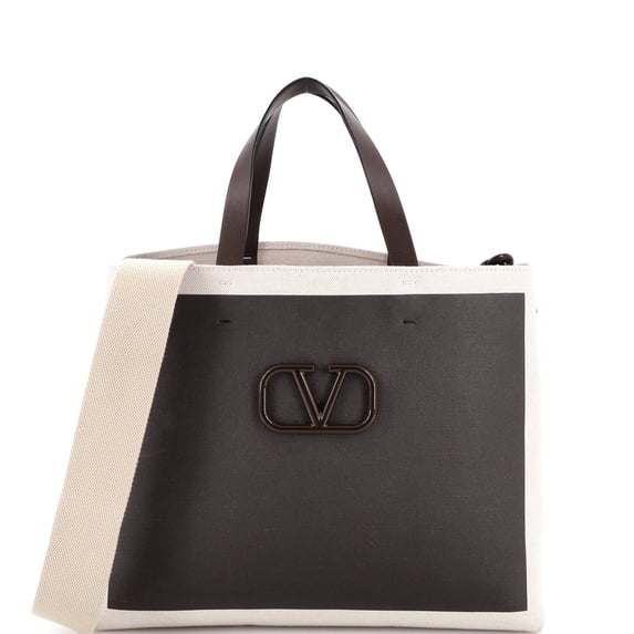 Pre-Owned VLogo Signature Tote Leather and Canvas Large By Rebag