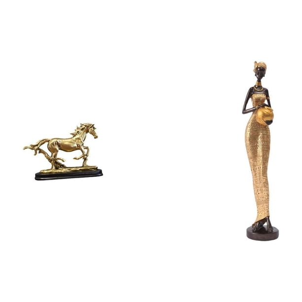 Escultura De Caballo Coleccionable, Ideal Para Decorar Escritorios, Estanterías, Salas De Estar Y Hogares. Figura De Mujer Africana, Escultura Tribal Novedosa Para Dormitorio, Mesa O Mueble De