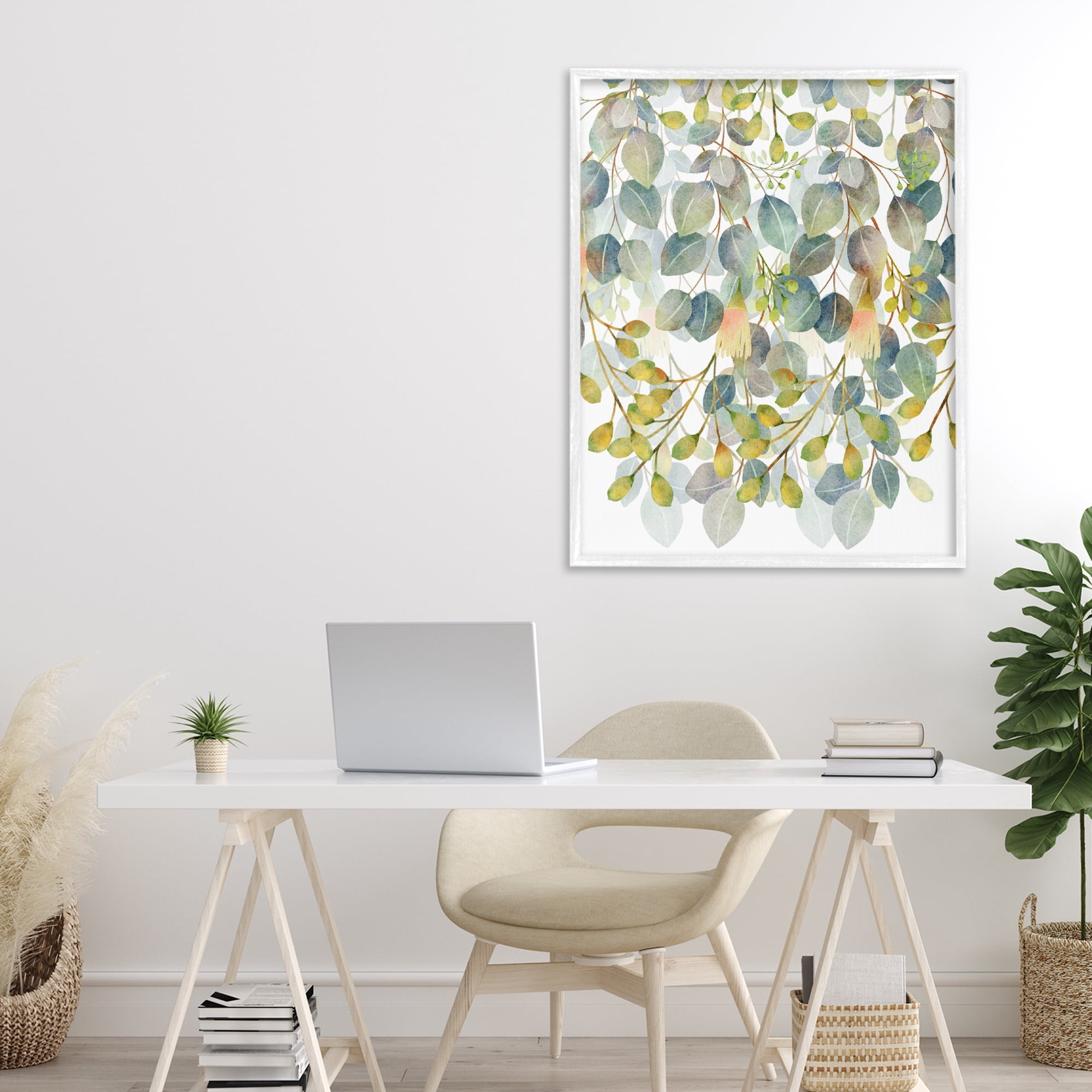 Stupell Industries Hanging Layered Botanicals White Framed Giclee Art, design by Marcus Prime