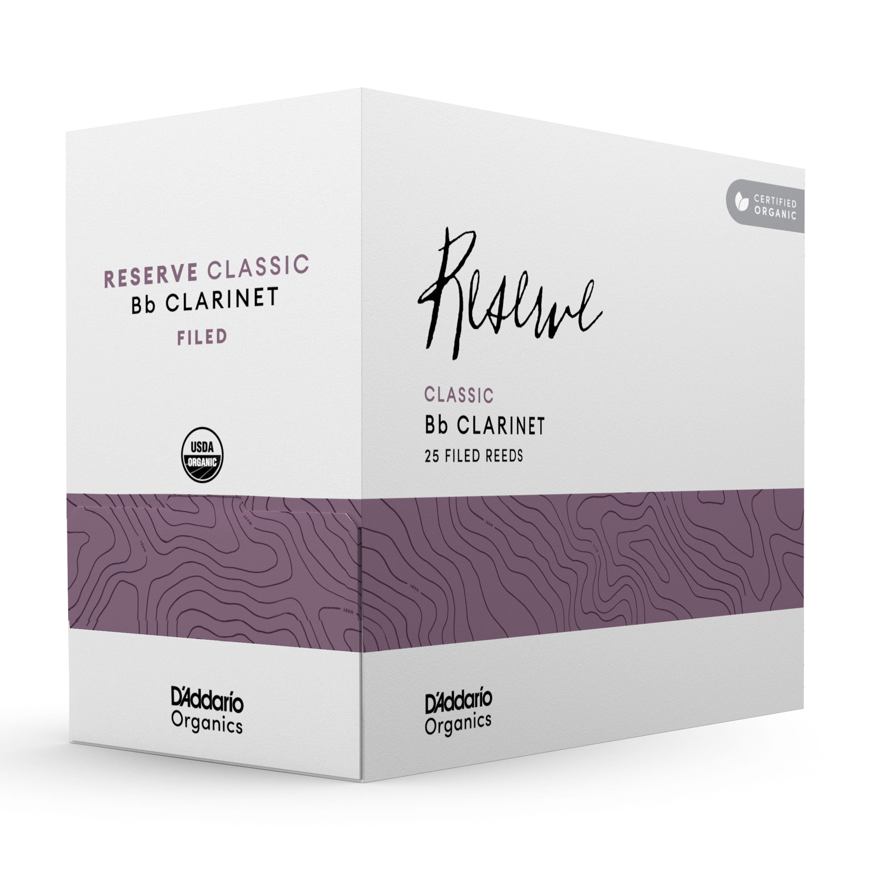 D'Addario Organic Reserve Classic Bb Clarinet Reeds, Strength 3.5, 25-Pack