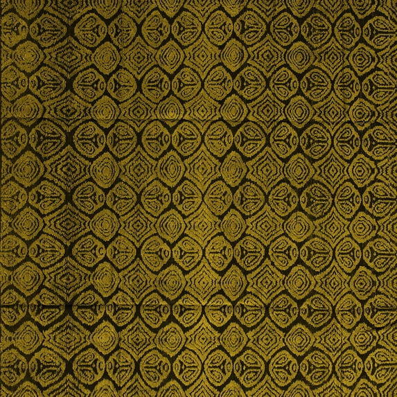 Ahgly Company Machine Washable Indoor Square Abstract Yellow Modern Area Rugs, 4' Square