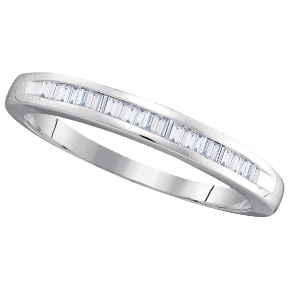 10kt White Gold Womens Baguette Diamond Wedding Anniversary Band 1/6 Cttw