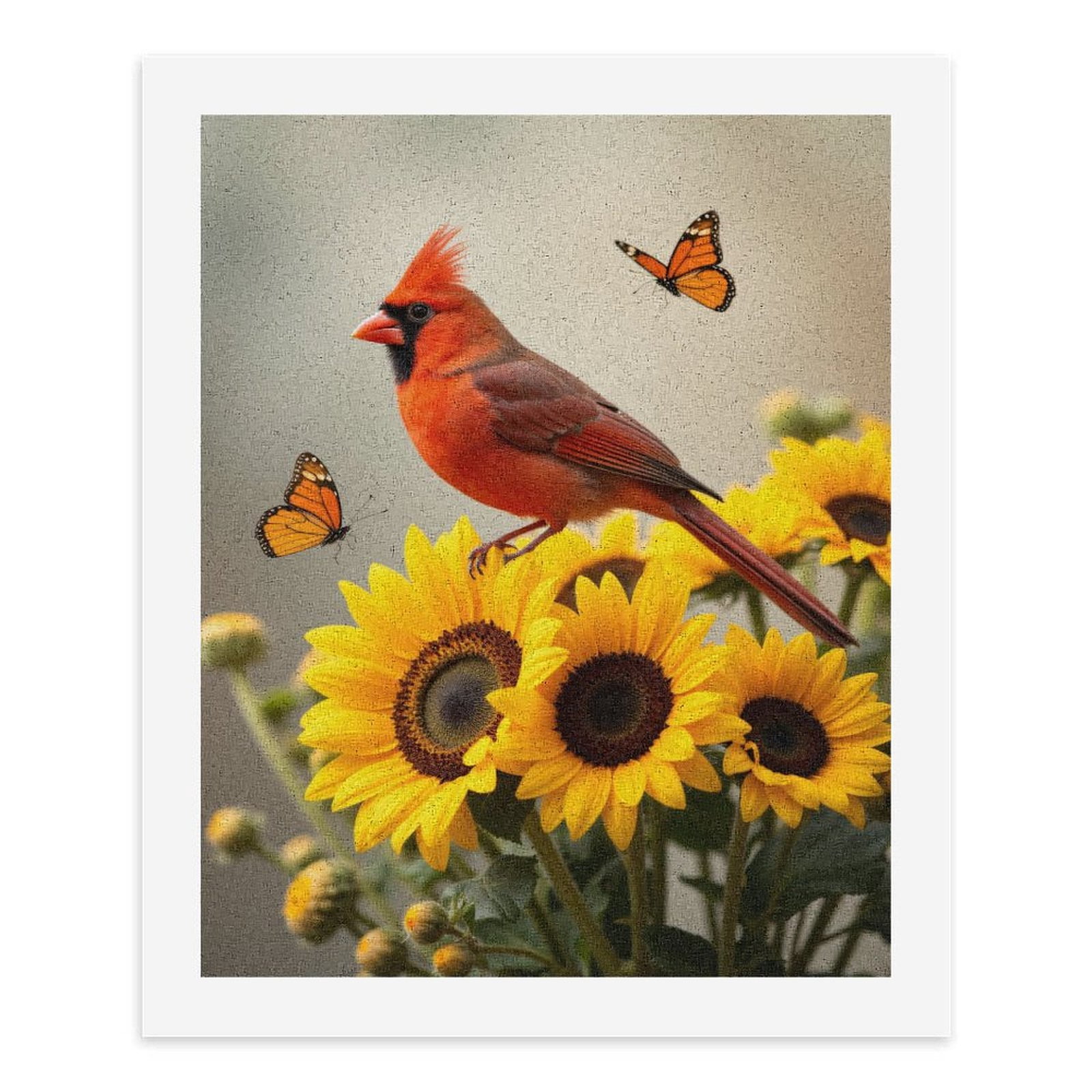 Paint By Numbers Kit for Adults Beginner - DIY Cardinal Sunflowers Butterflies Canvas Painting Kits for Adults, Frameless Paint By Number for Adults for Home Wall Decor 16x20 Inch