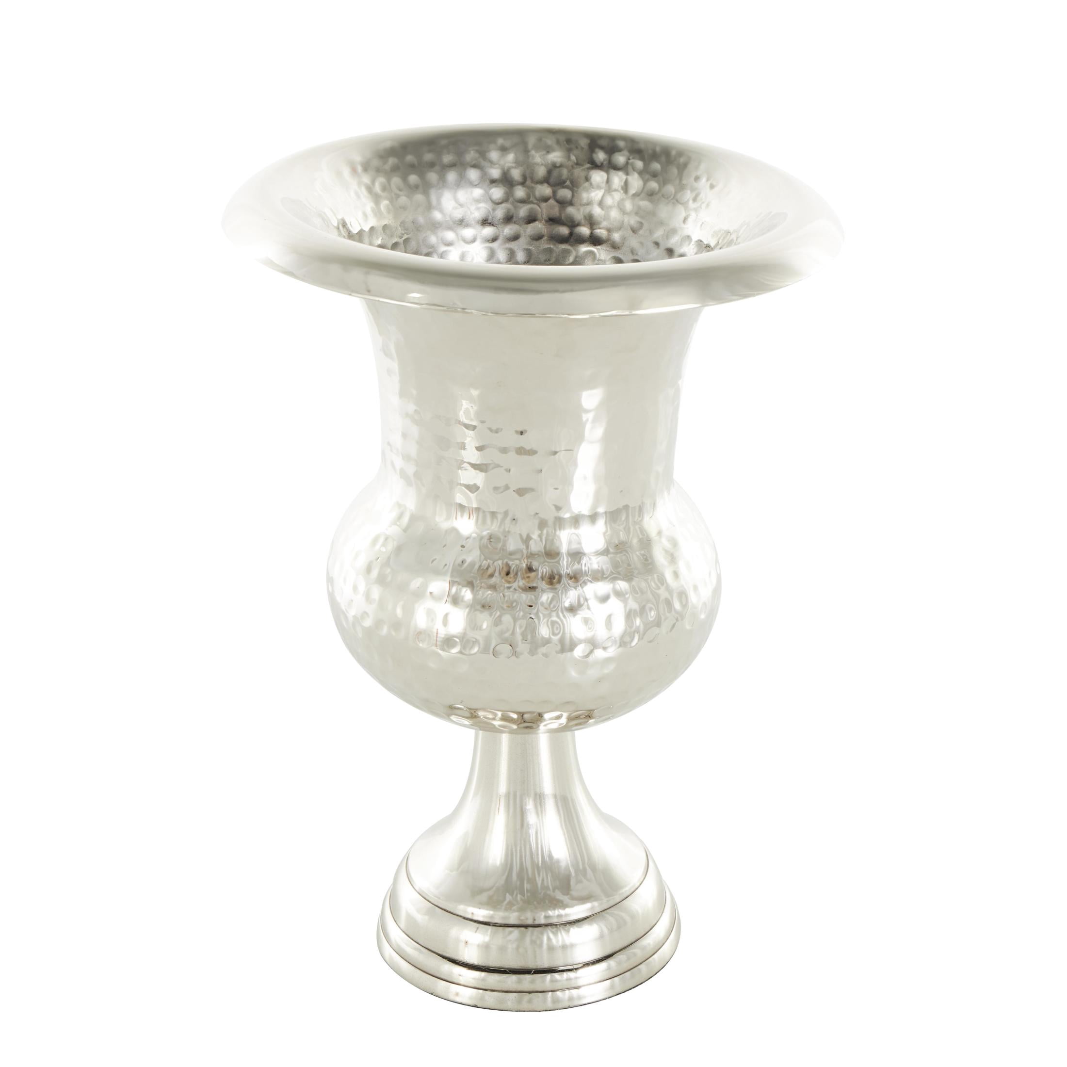 DecMode 13" Goblet Inspired Hammered Silver Aluminum Metal Vase