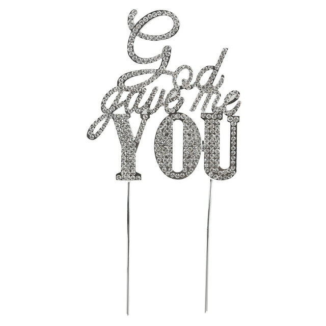 MasteelfCA Décoration Personnalisée "God Gave Me You" pour Gâteau de Mariage avec Strass