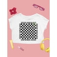 thumbnail image 2 of Stay Happy Checkered Graphic Tee Crop Tee Women's, 2 of 4