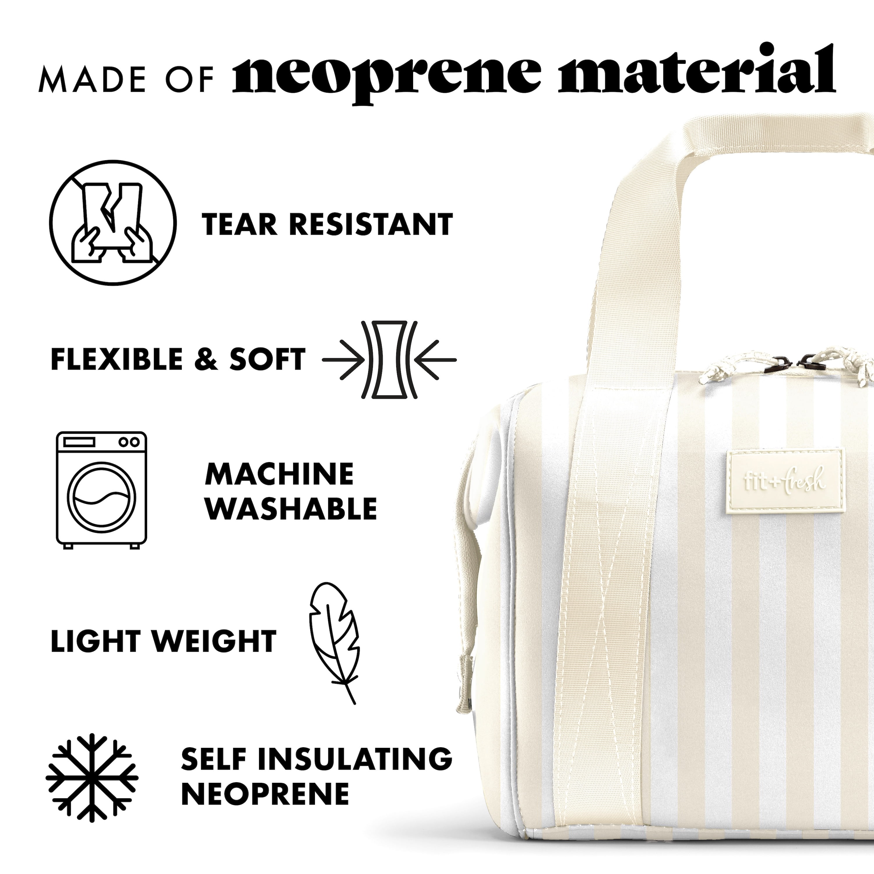 Fit + Fresh Remi Womens Lunch Bag, Insulated Lunch Box With Containers, Ivory Stripe