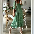 thumbnail image 2 of APEXFWDT Womens 3/4 Sleeve Boho Dress Summer Puffy Sleeve V Neck Smocked Tiered Ruffle Long Maxi Dresses Casual Print Beach Dress Fall, 2 of 6