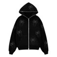thumbnail image 1 of MesaSe Chandail Molletonné à Enfiler pour Femmes à Imprimé Spider, Graphique de Strass, Hauts Tendance, 1 of 5