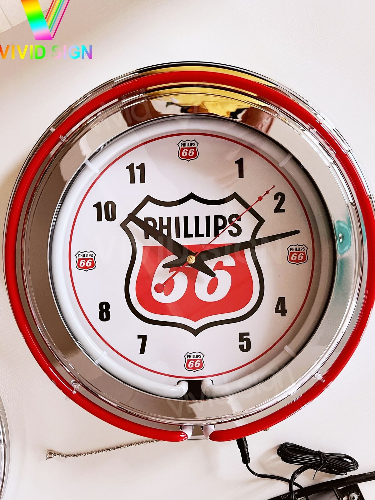 Queen Sense 15" Phillips 66 Gas Oil Neon Clock Wall Clock Man Cave Pub Bar Garage Decor 115P66GOLNC